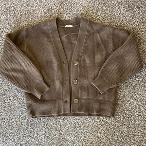 Elegant Brown Women's Cardigan Sweater